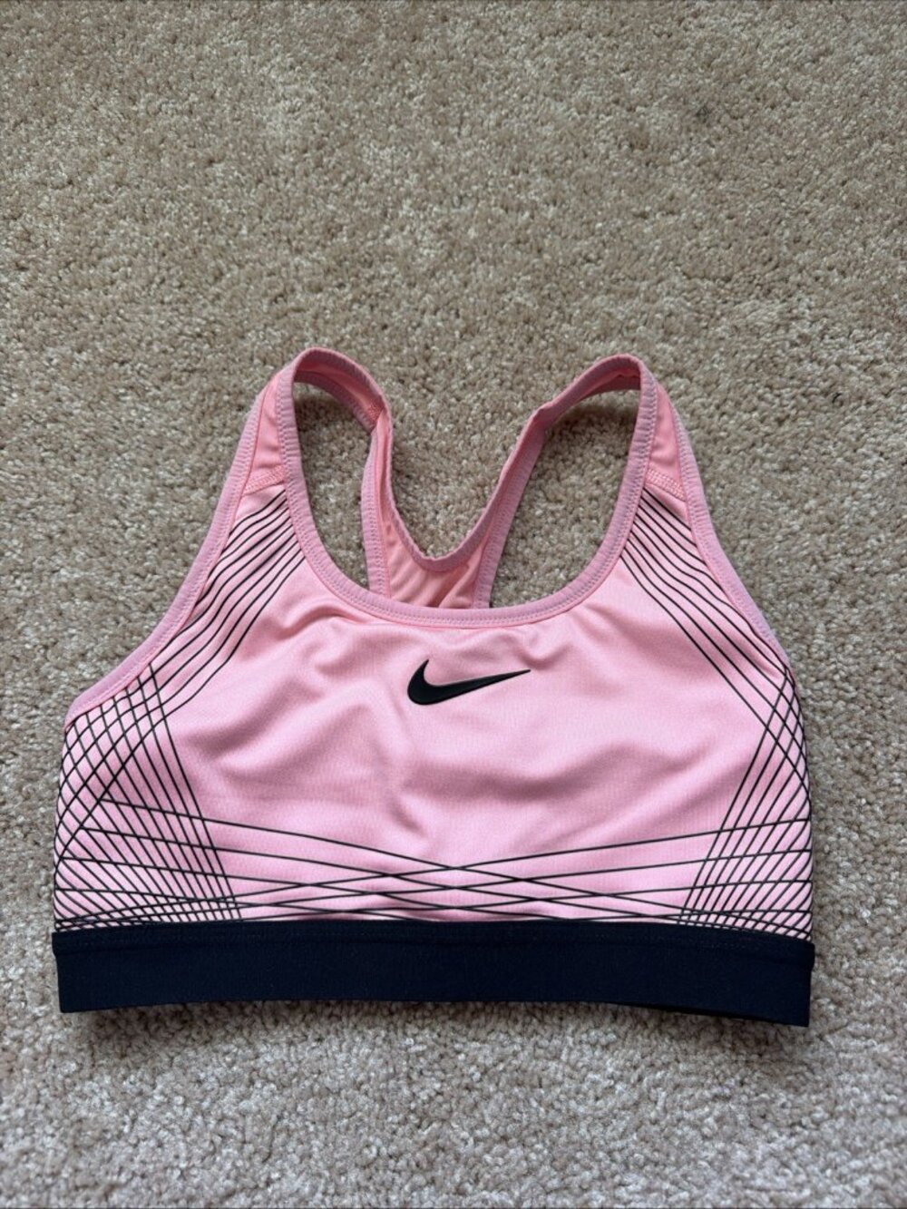 Nike Sports Bra Womens Medium Pink Dri Fit Running Gym Workout READ